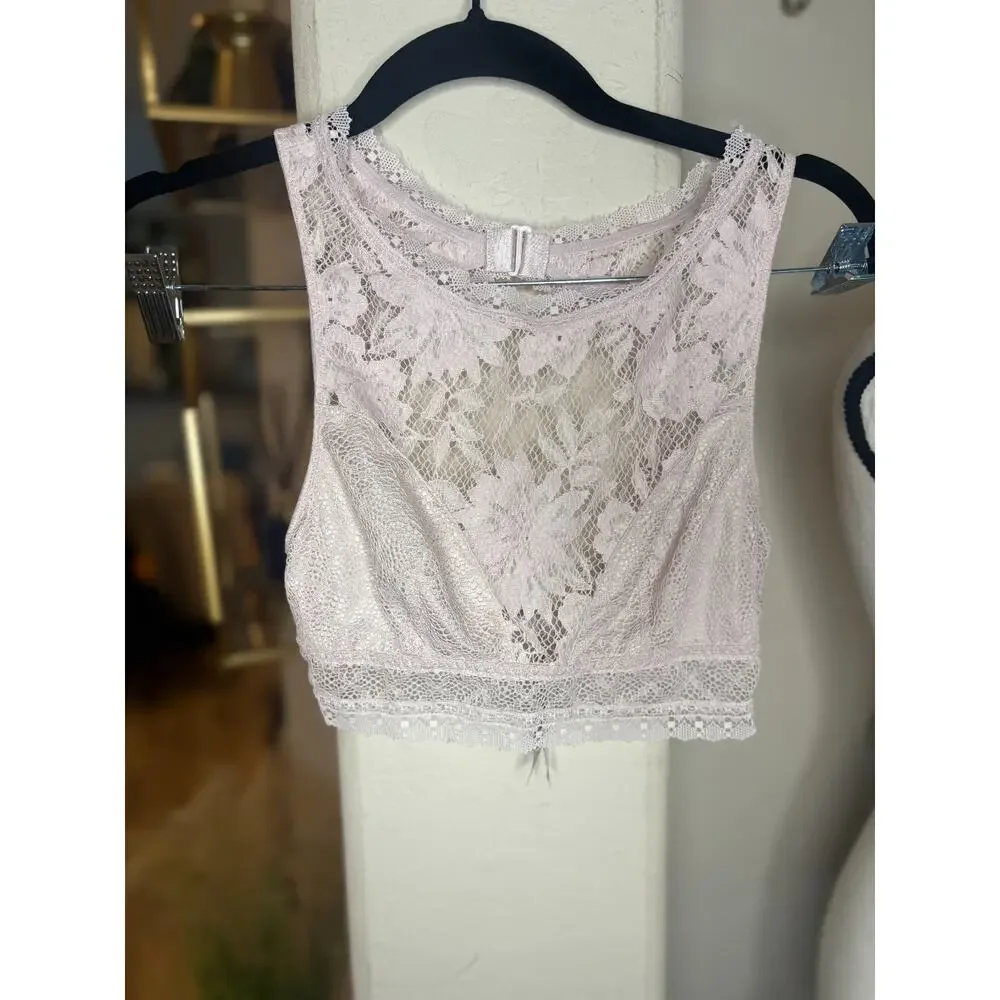 Victoria’s Secret High Neck Lace Bralette Light Pink Small 0-2